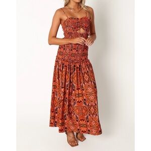 Petal + Pup | Cecil smocked midi dress in harvest moon print